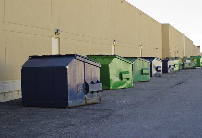 porta-potties placed alongside a construction site in Akron